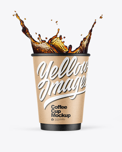Kraft Coffee Cup w/ Splash Mockup
