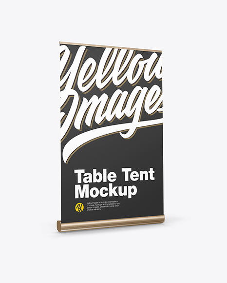 Metallic Table Tent Mockup - Side View