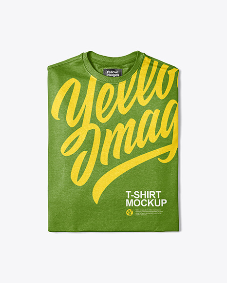 Folded Round Neck T-Shirt Mockup