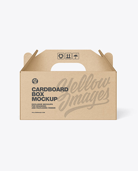 Kraft Cardboard Box w/ Handle Mockup