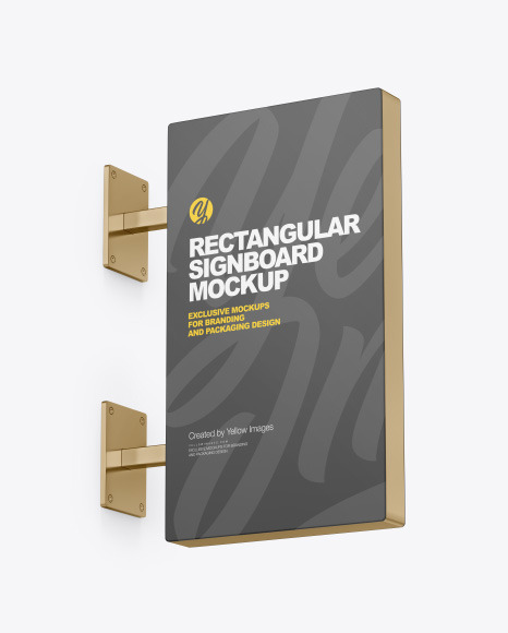 Metallic Rectangular Signboard Mockup