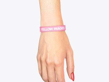 Silicone Wristband on Hand Mockup