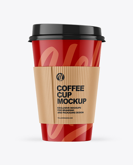 Glossy Coffee Cup With Holder Mockup
