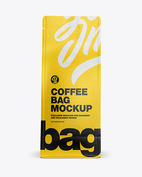 Matte Paper Coffee Bag with Valve Mockup