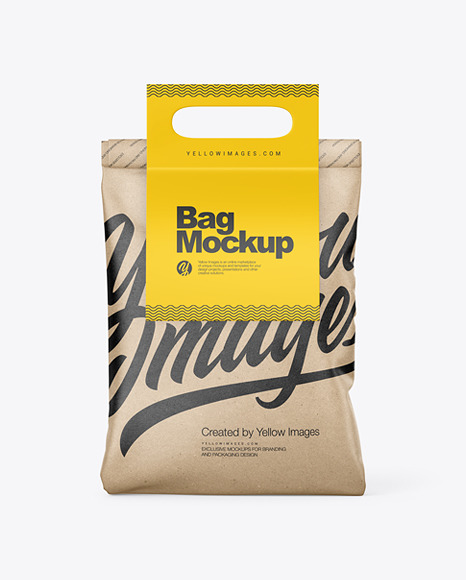 Kraft Paper Bag with Matte Paper Handle Mockup