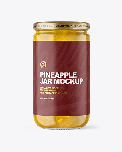 Clear Glass Jar with Pineapple jam Mockup