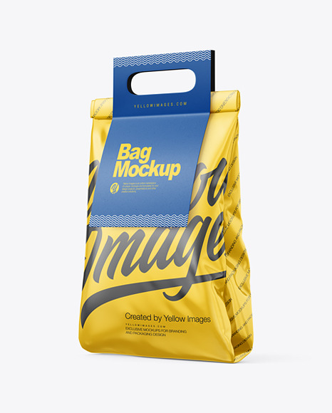 Glossy Bag with Paper Handle Mockup