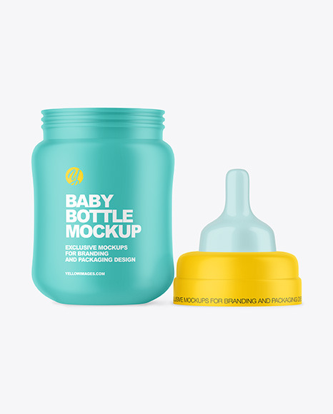 Matte Baby Bottle with Opened Cap Mockup