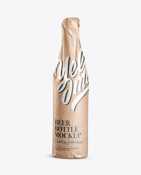 Beer Bottle Wrapped in Kraft Papper
