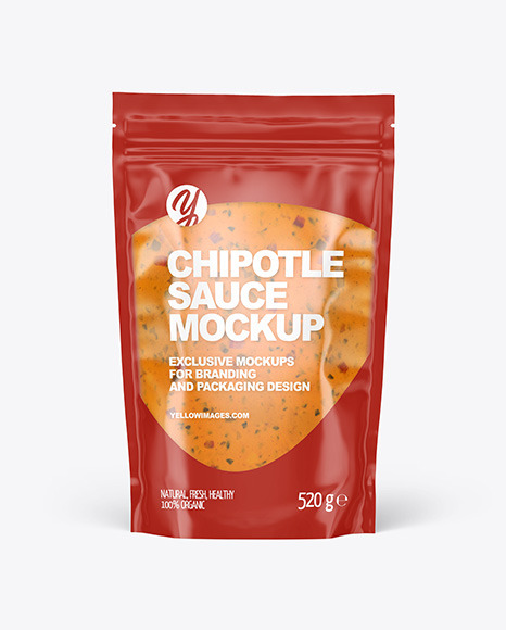 Clear Plastic Pouch w/ Chipotle Sauce Mockup