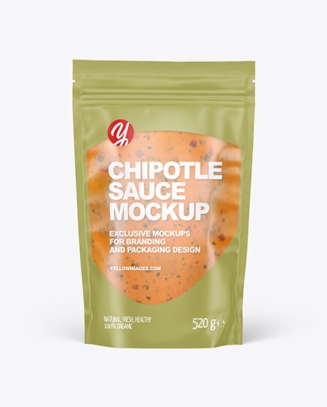 Frosted Plastic Pouch w/ Chipotle Sauce Mockup