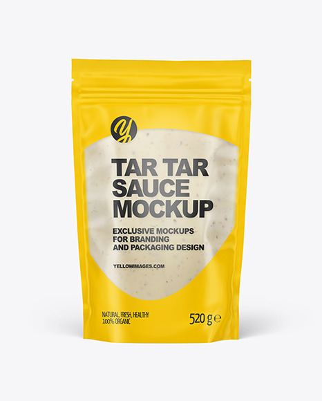 Frosted Plastic Pouch w/ Tar Tar Sauce Mockup