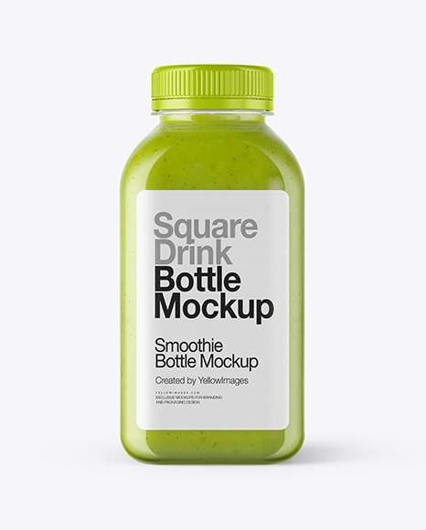 Square Green Smoothie Bottle Mockup