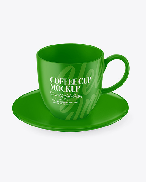 Matte Coffee Cup w/ Plate Mockup