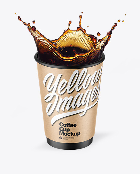 Kraft Coffee Cup w/ Splash Mockup