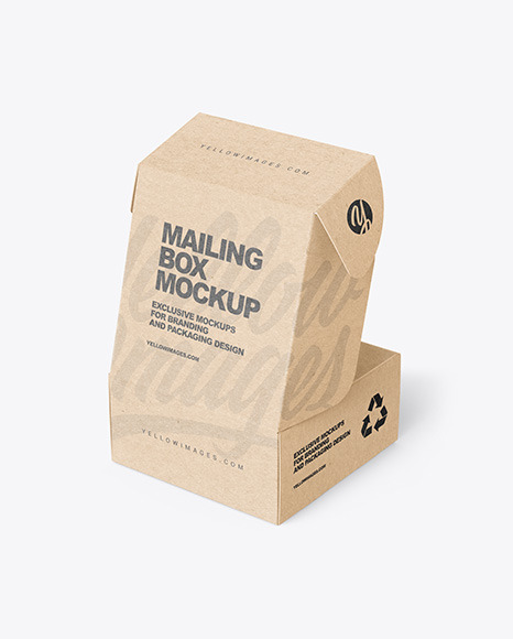 Opened Kraft Paper Mailing Box Mockup