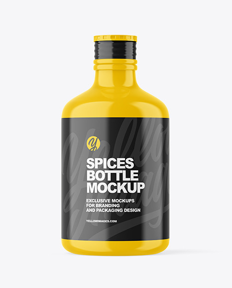 Glossy Plastic Spices Bottle Mockup