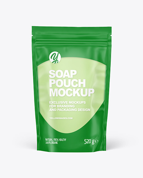 Frosted Plastic Pouch w/ Liquid Soap Mockup