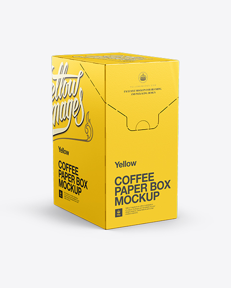 Coffee Paper Box Mockup - Front 3/4 View