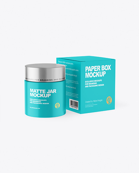 Matte Cosmetic Jar with Paper Box Mockup