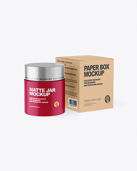 Matte Cosmetic Jar with Kraft Paper Box Mockup