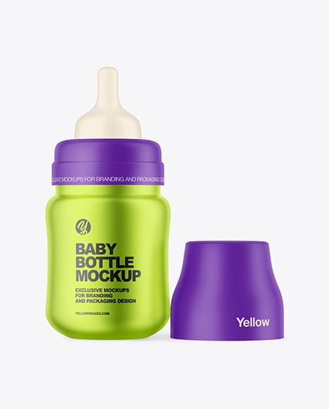 Matte Metallic Baby Bottle Mockup