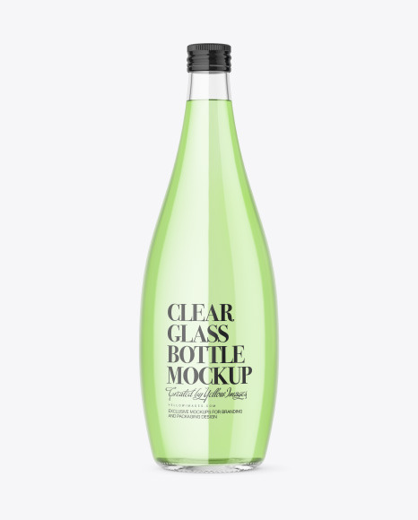Clear Glass Bottle w/ Color Liquid Mockup