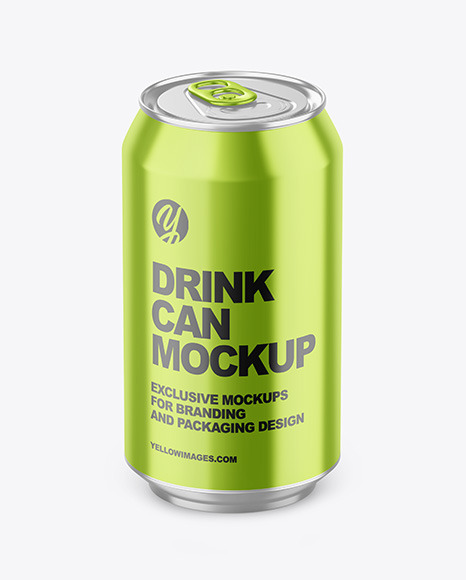 330ml Glossy Metallic Drink Can Mockup