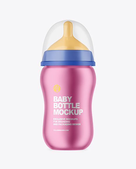 Matte Metallic Baby Bottle Mockup