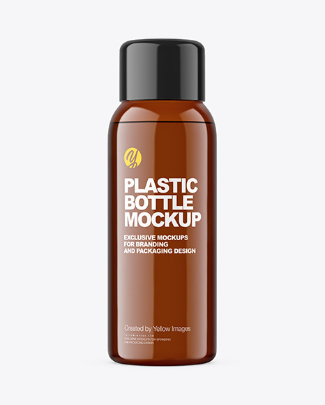Amber Plastic Bottle Mockup