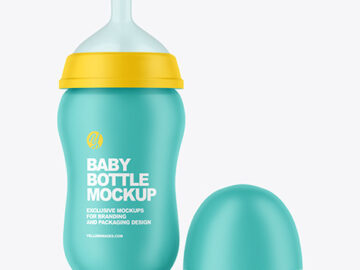 Matte Baby Bottle with Opened Cap Mockup