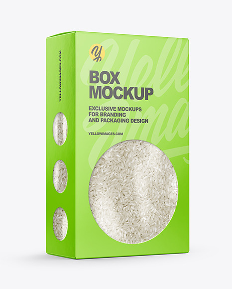 Paper Box with Rice Mockup