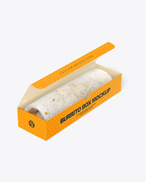 Paper Box with Burrito Mockup