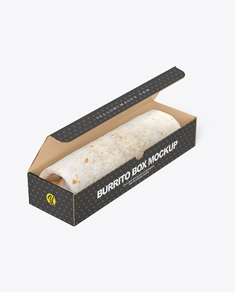 Cardboard Box with Burrito Mockup