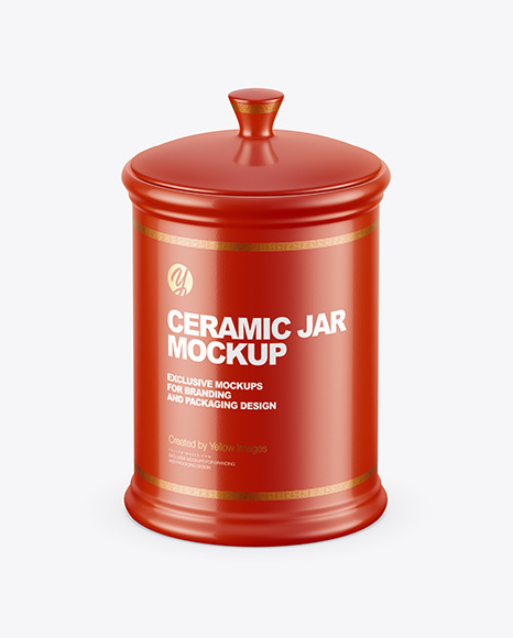 Glossy Ceramic Storage Jar Mockup