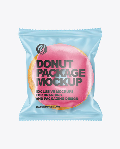 Clear Plastic Bag With Glazed Donut Mockup