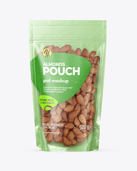 Kraft Stand-up Pouch with Almonds Mockup