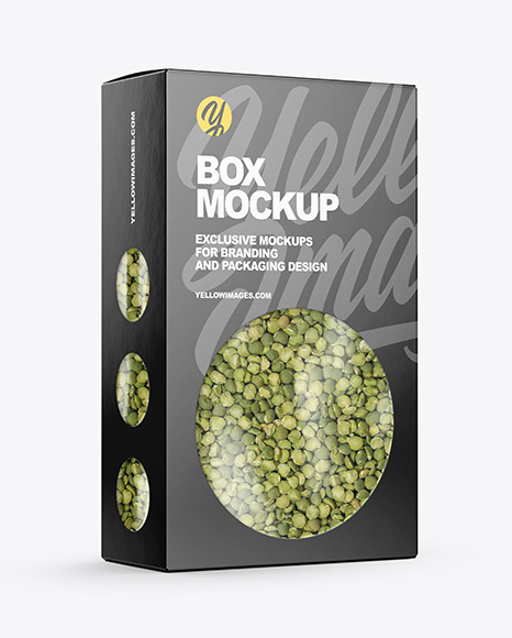 Paper Box with Green Peas Mockup