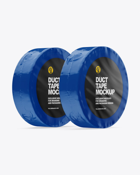 Two Glossy Shrink Wrapped Duct Tapes Mockup