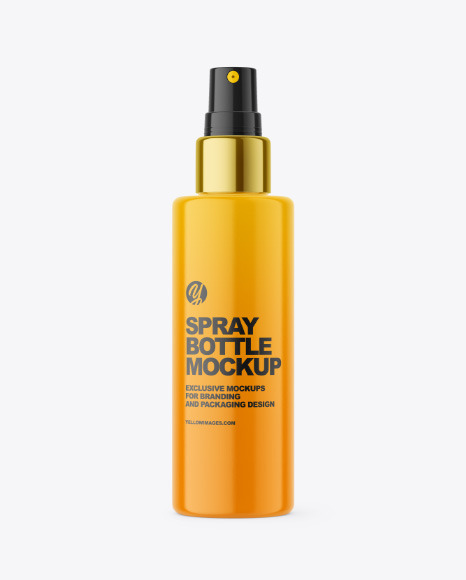 Glossy Plastic Spray Bottle Mockup