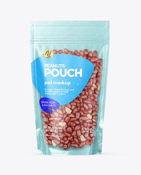 Kraft Stand-up Pouch with Peanuts Mockup