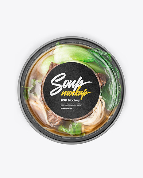 Plastic Bowl With Spicy Soup Mockup