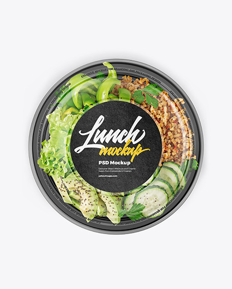 Plastic Bowl With Vegetarian Lunch Mockup