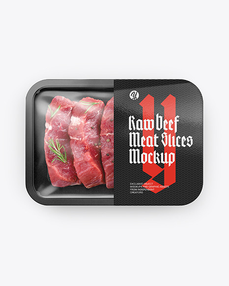 Plastic Tray With Sliced Beef Meat Mockup