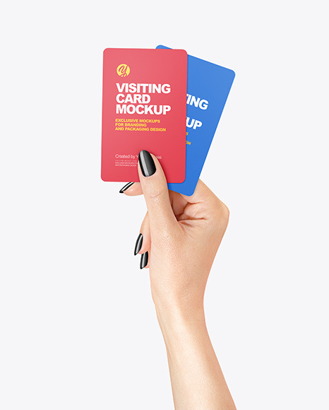 Two Business Cards in a Hand Mockup
