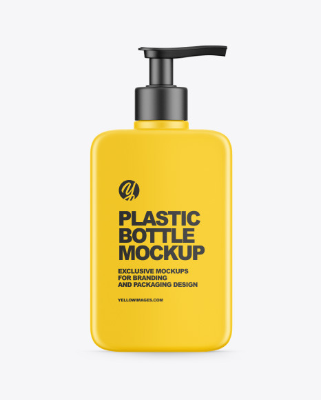 Plastic Cosmetic Bottle With Pump Mockup