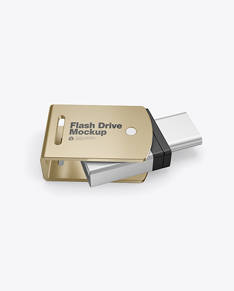 Metallic USB Type C Flash Drive Mockup