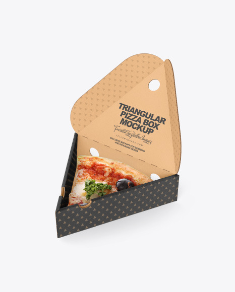 Cardboard Triangular Box with Pizza Mockup