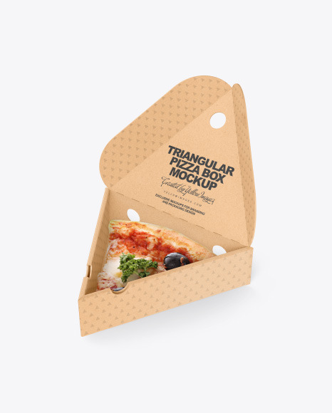 Kraft Triangular Box with Pizza Mockup