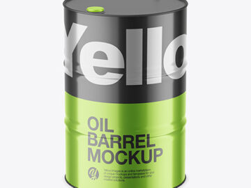 Metallic Oil Barrel Mockup